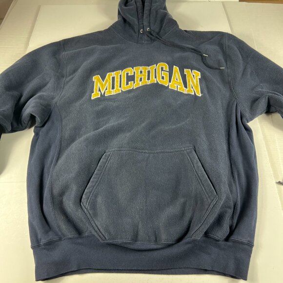 Y2K Steve & Barry's Michigan Wolverines Sweatshirt Extra Large Blue Faded Hoodie - Picture 8 of 16